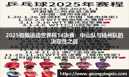 2025极限运动世界杯14决赛：中山队与扬州队的决定性之战
