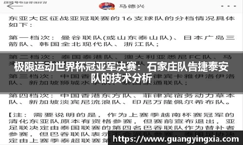 极限运动世界杯冠亚军决赛：石家庄队告捷泰安队的技术分析